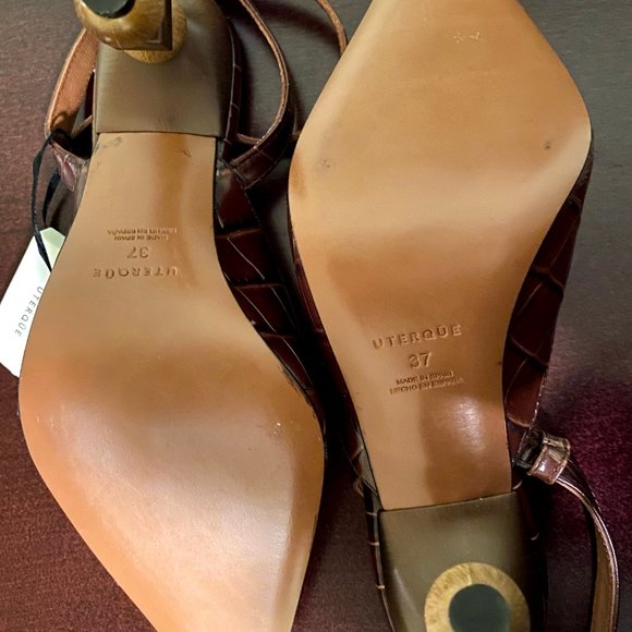 UTERQUE Leather Slingback Heels 37 - SPAIN - Picture 6 of 6